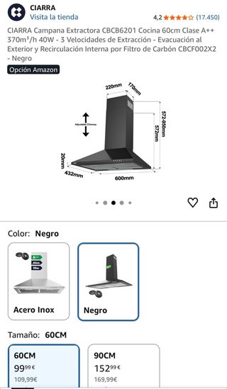 Campana extractora Ciarra