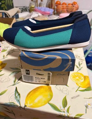 Bailarinas Clarks Azul y Verde Talla X