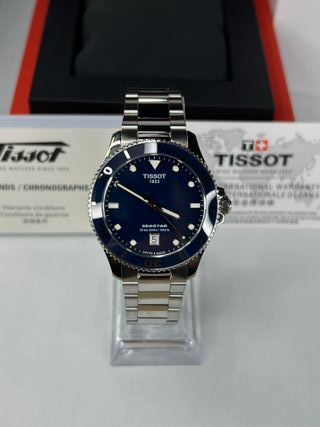 Tissot Seastar Reloj Azul y Plateado