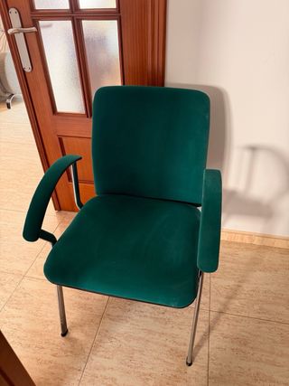 2 Sillas diseño verde tela y metal
