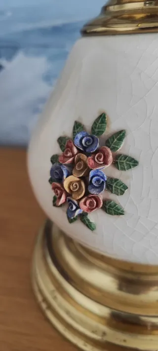 Lámpara Quinqué con Flores de colección