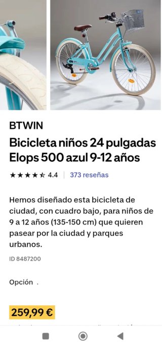 Bicicleta urbana azul con cesta de niño