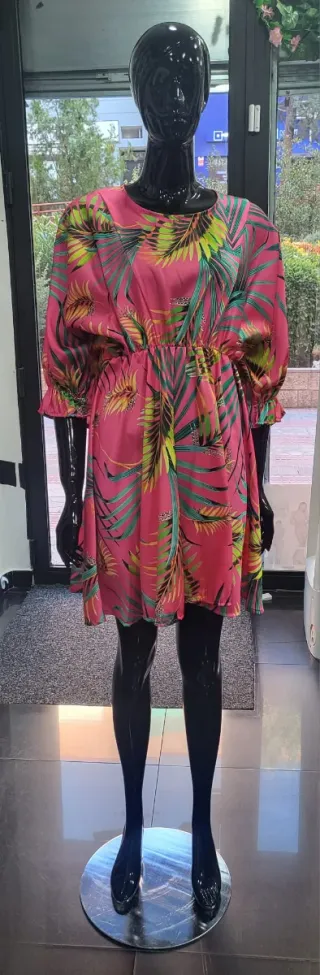 Vestido estampado tropical talla única