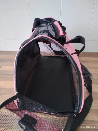 Transportín perro pequeño rosa y negro