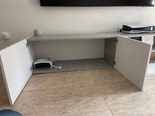 Mueble TV Blanco y Gris Cemento
