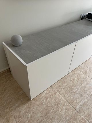 Mueble TV Blanco y Gris Cemento