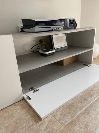 Mueble TV Blanco y Gris Cemento
