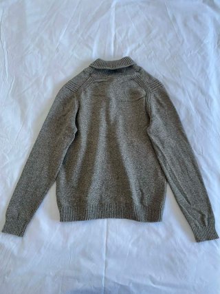 Jersey de punto cuello smoking gris 100% algodón