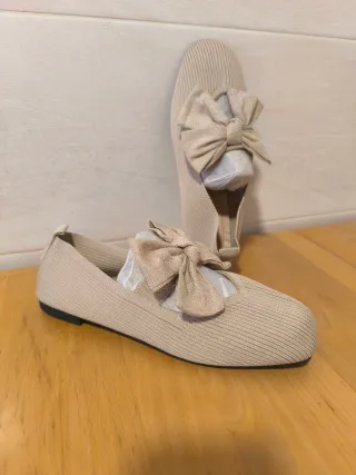 Bailarinas Beige Verano Talla 40 Lazo