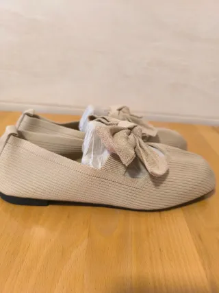Bailarinas Beige Verano Talla 40 Lazo