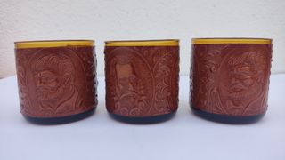 Licorera Don Quijote Cristal Ámbar 6 Vasos Vintage