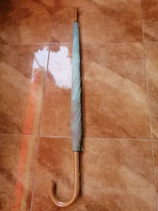 Paraguas floral verde y morado