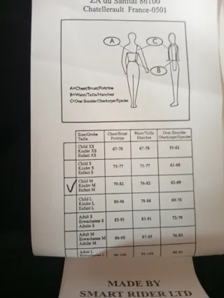 Chaleco Protección Hípica SmartRider. Niño talla M
