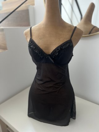 Camisola Lencera con Sujetador Negro