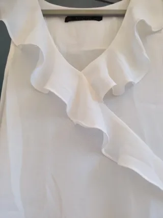 Blusa Zara Volantes Blanca