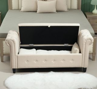 Banqueta Almacenaje Reposabrazos Beige