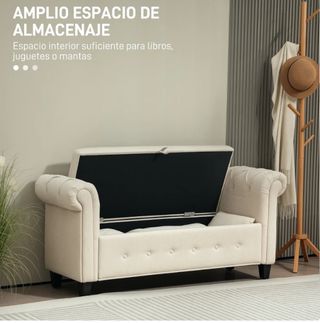 Banqueta Almacenaje Reposabrazos Beige