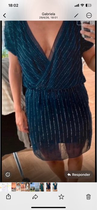 Vestido azul noche con abalorios