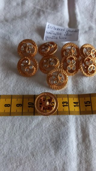 10 bottoni grandi metallo oro punto luce nuovi