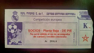 Entrada Real Madrid Bayern Copa de Europa 1987