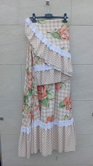 Falda flamenca floral y vichy