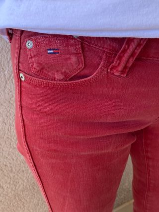 Pantalón Mujer Tommy Hilfiger Denim Rojo