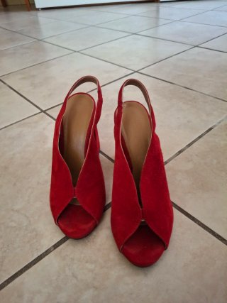 Scarpe donna camoscio rosse tacco 38