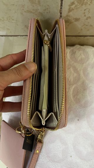 Monedero y Tarjetero Bebe Rosa y Dorado