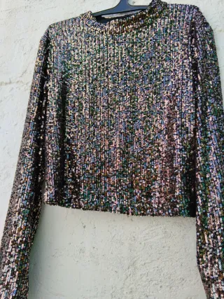 Blusa lentejuelas Mango Talla S