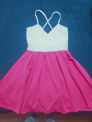 Vestido blanco y rosa tirantes cruzados