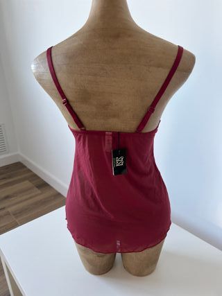 Camisola lencería burdeos encaje