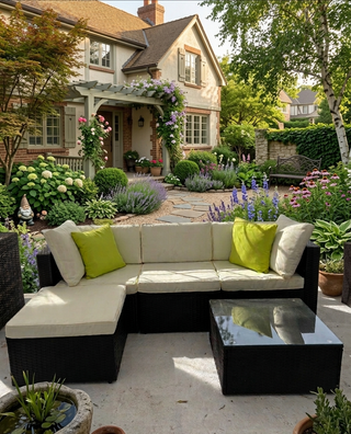 Conjunto sofá y mesa de jardín