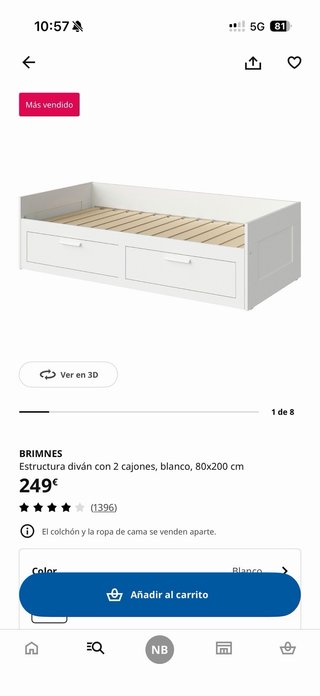Cama nido con cajones de ikea Birmnes