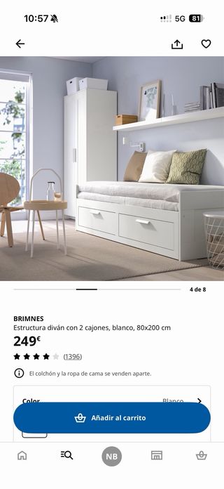Cama nido con cajones de ikea Birmnes