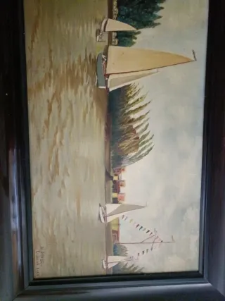 Cuadro al óleo de veleros 40x 60