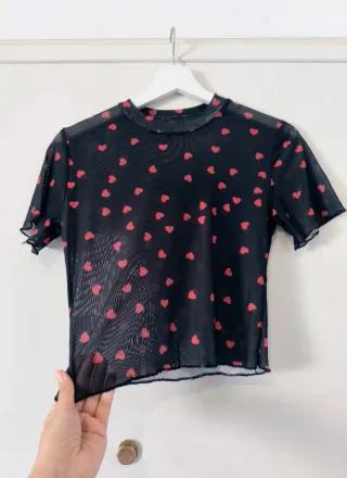 Camiseta Malla Corazones Negra Talla L