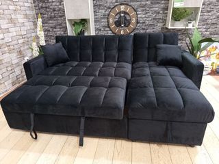 Sofá Cama Chaise Longue Negro