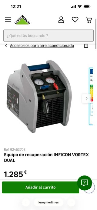 INFICON Vortex Dual Máquina Recuperación Refrigera