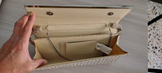 Borsa Pochette Beige e Argento