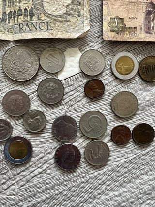 Lote monedas y billetes antiguos