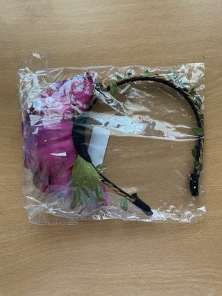 Diadema flor morada y verde