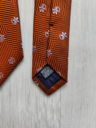 Corbata Olimpo Seda Natural Naranja y Morado