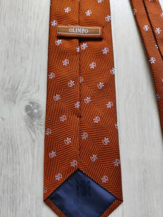 Corbata Olimpo Seda Natural Naranja y Morado