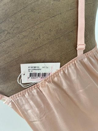 Camisola seda babydoll negro y rosa