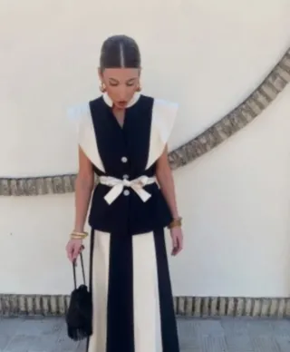 Conjunto de ceremonia mujer negro y beige