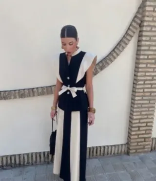 Conjunto de ceremonia mujer negro y beige