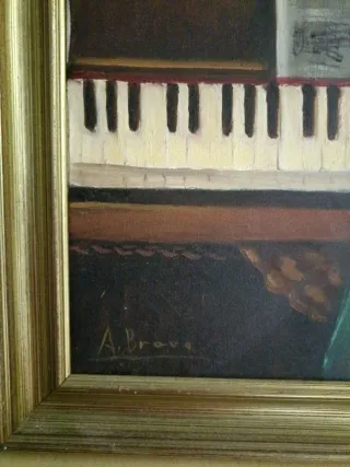 Cuadro al óleo mujer piano 82x68
