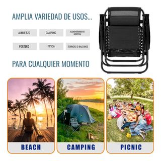 Tumbona Negra Reclinable Gravedad Cero