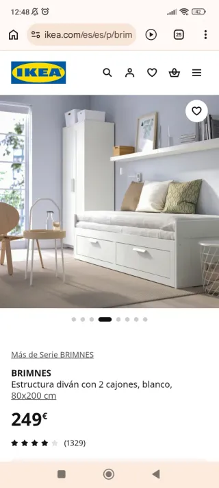 Sofá Cama Convertible BRIMNES Ikea Blanco