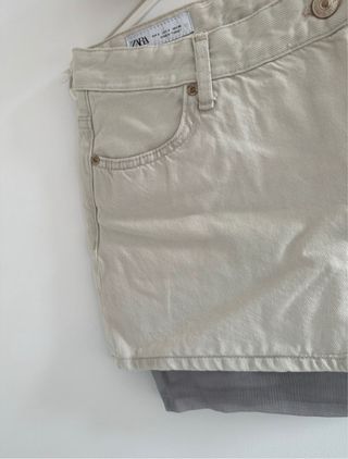 Mini denim skirt with tule Zara